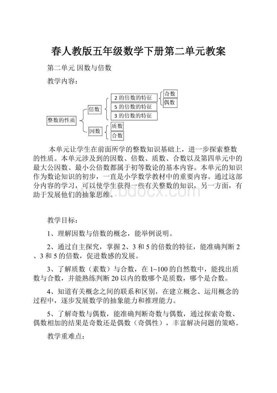 春人教版五年级数学下册第二单元教案.docx