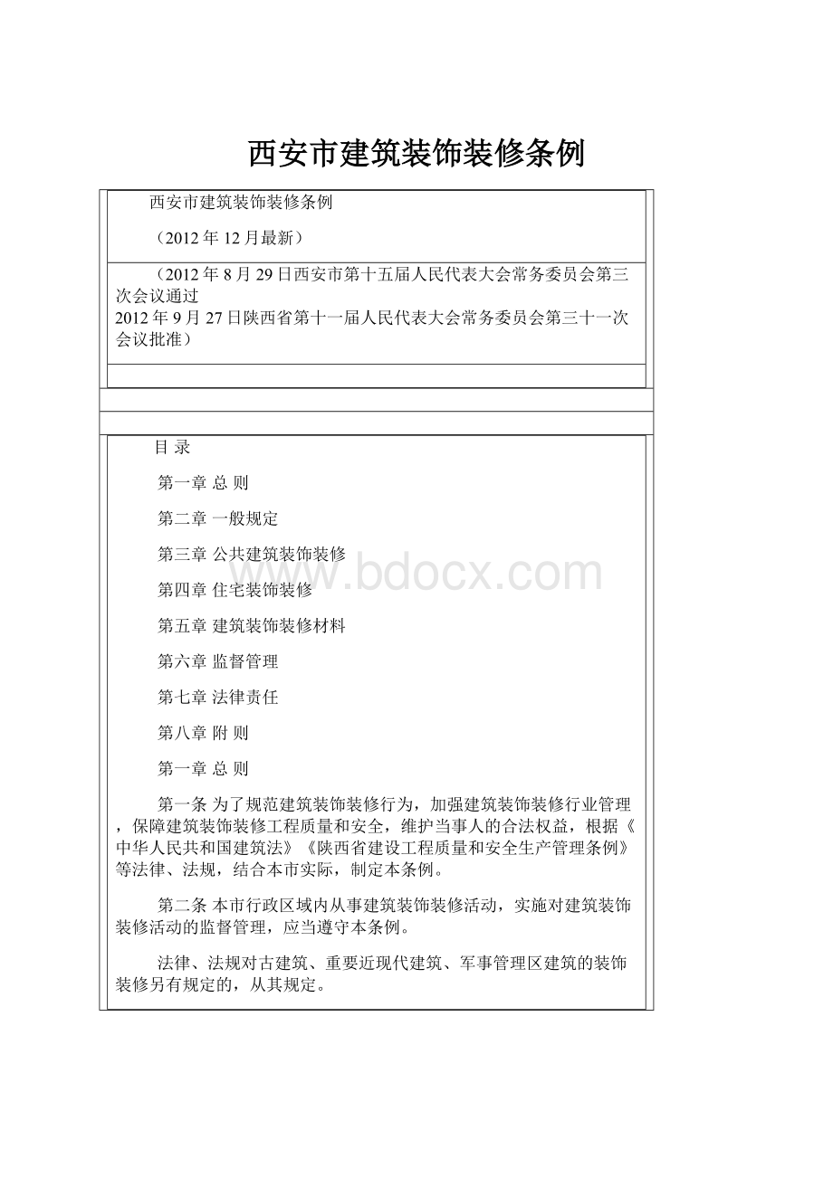 西安市建筑装饰装修条例.docx_第1页