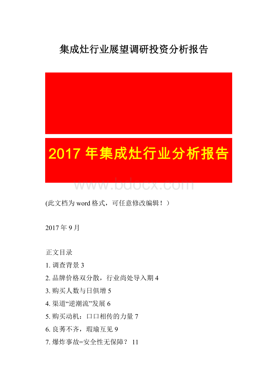 集成灶行业展望调研投资分析报告.docx_第1页