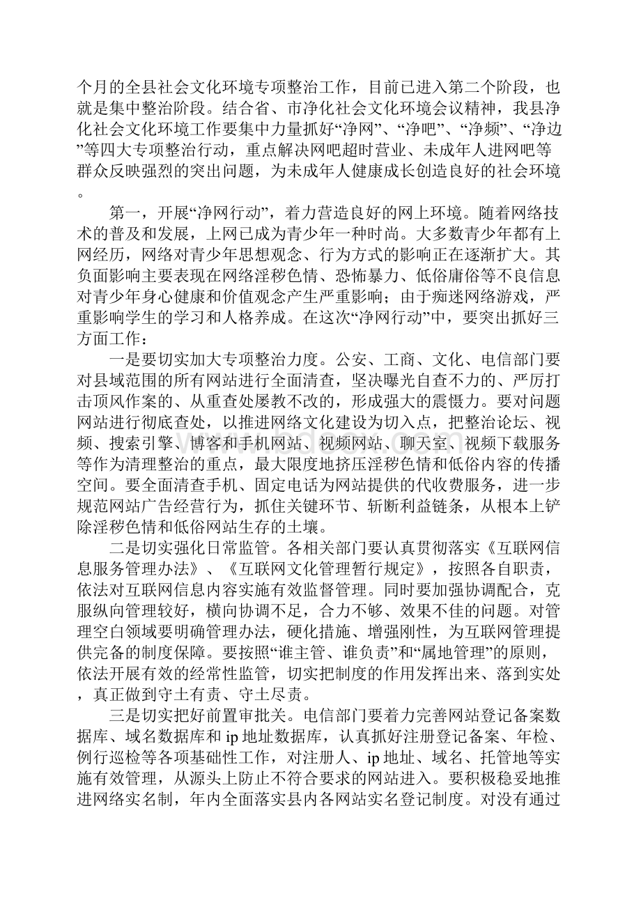 净化社会文化环境及网吧专项整治工作会议讲话.docx_第3页