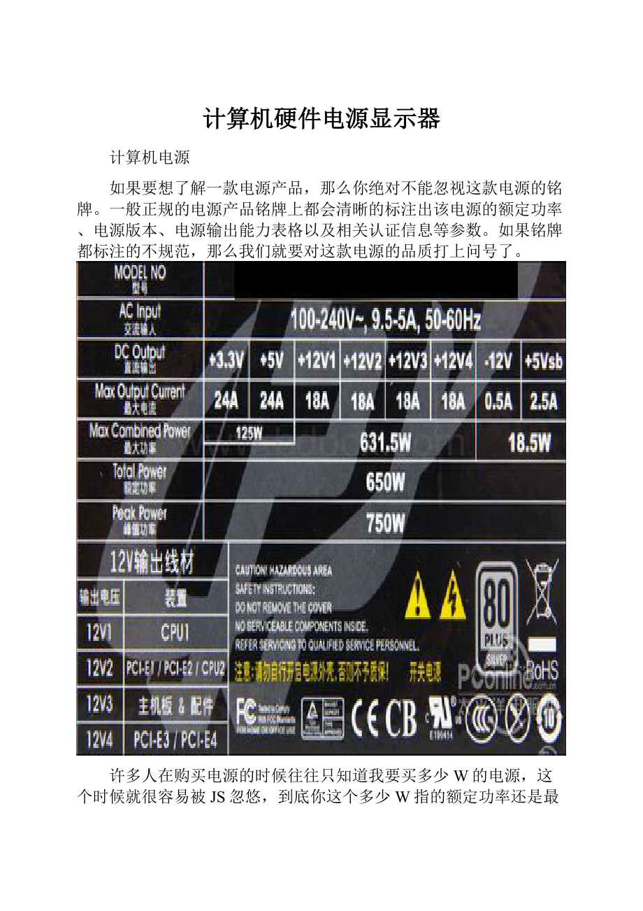 计算机硬件电源显示器.docx_第1页