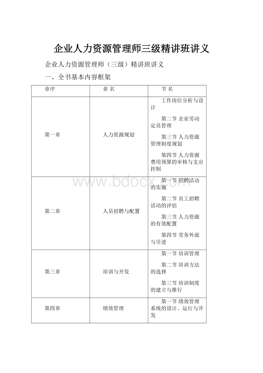 企业人力资源管理师三级精讲班讲义.docx