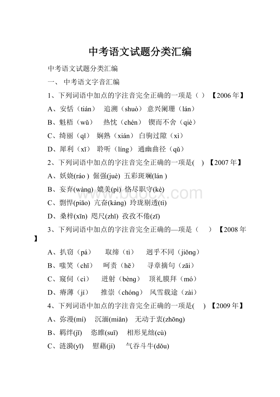 中考语文试题分类汇编.docx_第1页