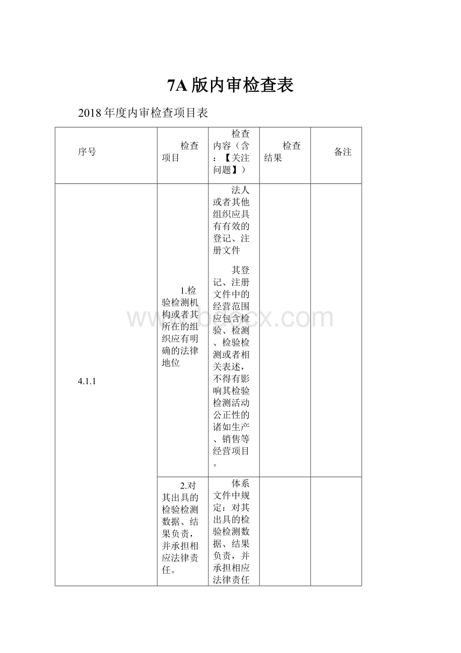 7A版内审检查表.docx_第1页