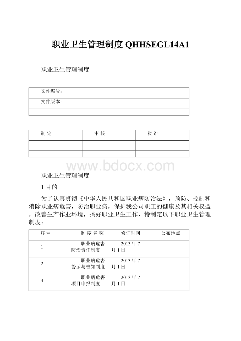 职业卫生管理制度QHHSEGL14A1.docx