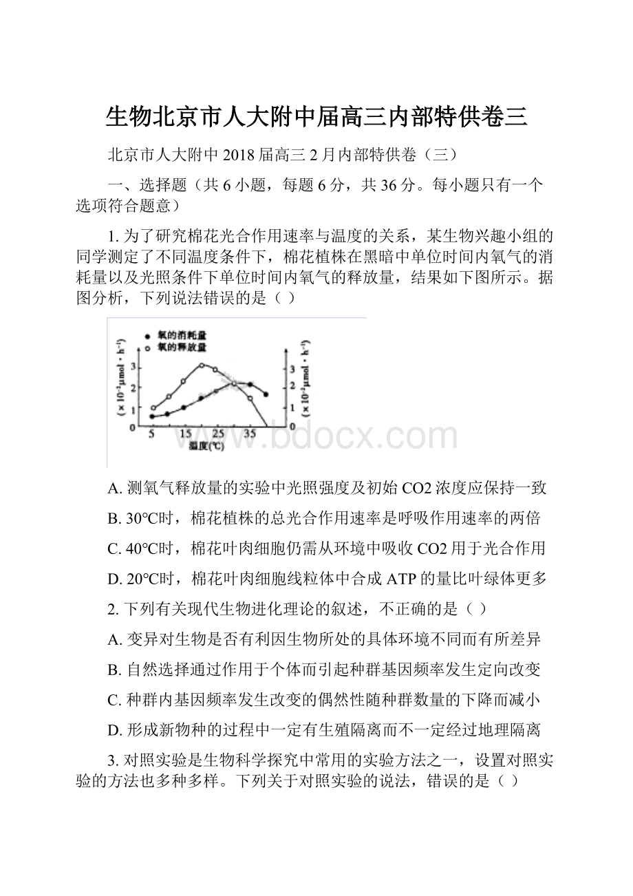 生物北京市人大附中届高三内部特供卷三.docx_第1页