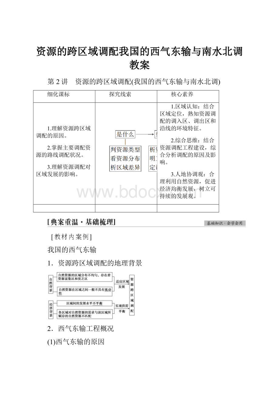 资源的跨区域调配我国的西气东输与南水北调教案.docx_第1页