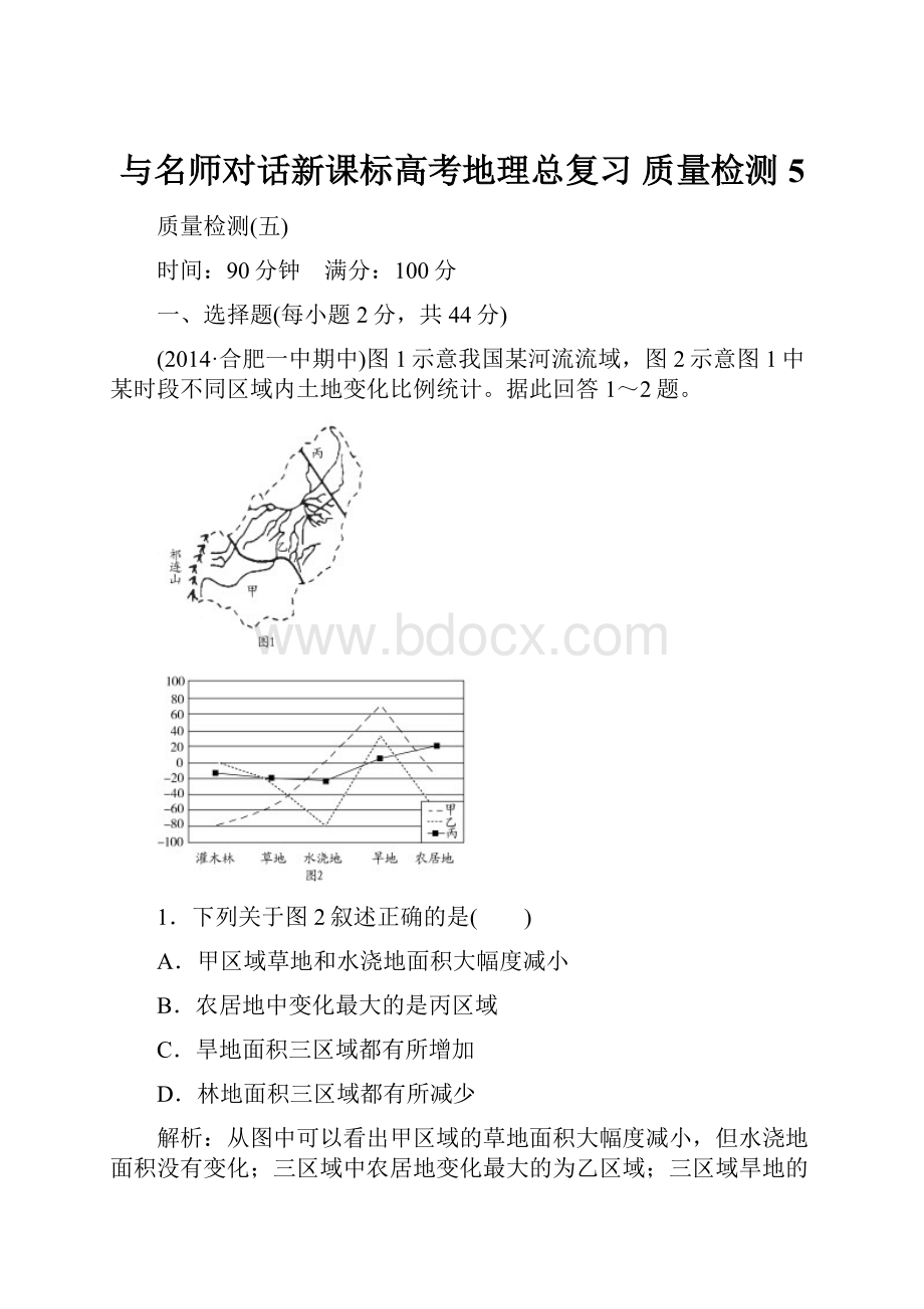 与名师对话新课标高考地理总复习 质量检测5.docx_第1页