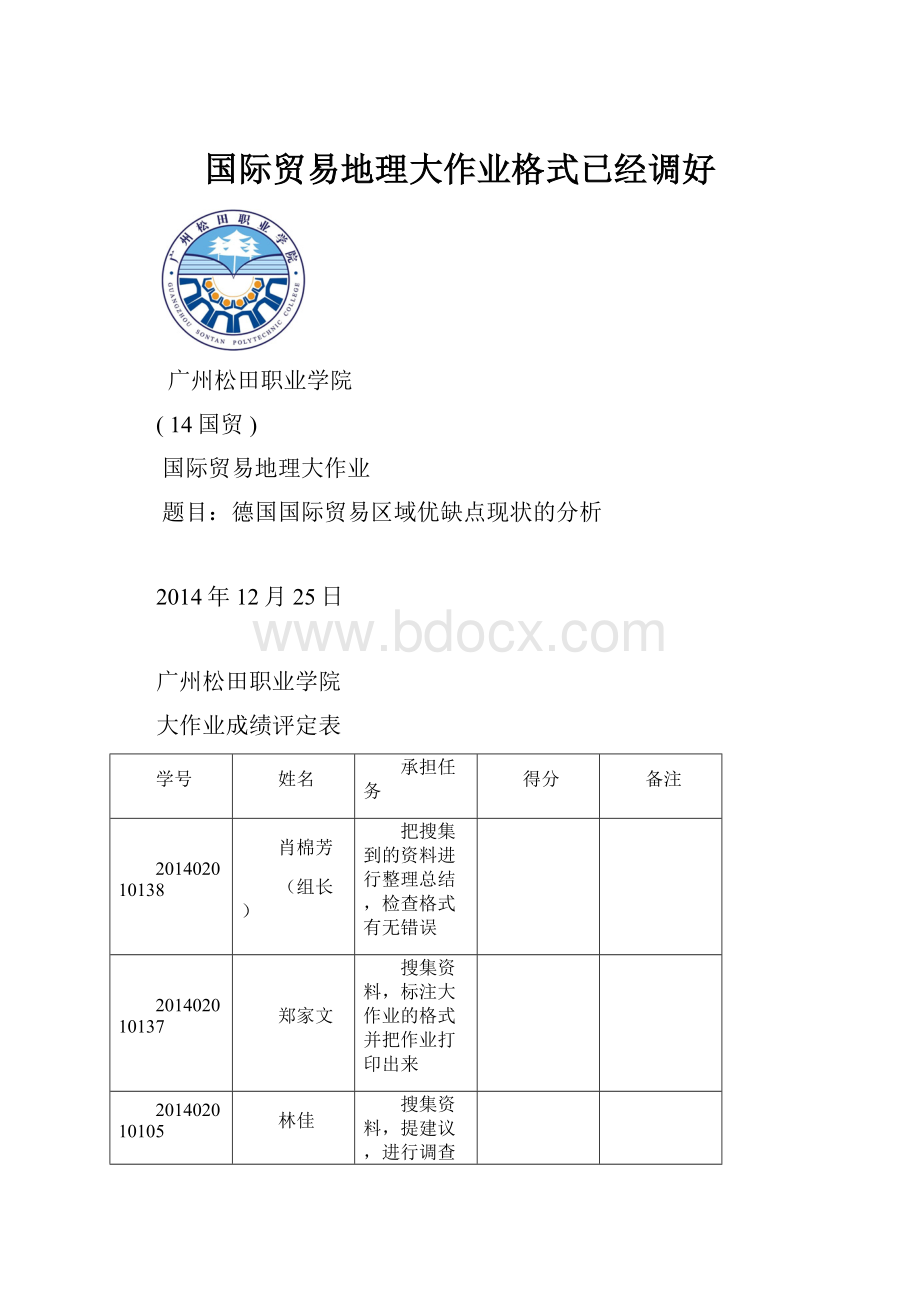 国际贸易地理大作业格式已经调好.docx_第1页