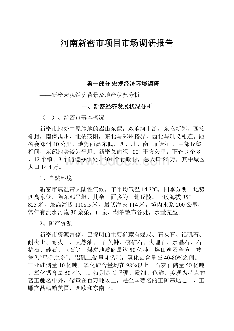 河南新密市项目市场调研报告.docx_第1页