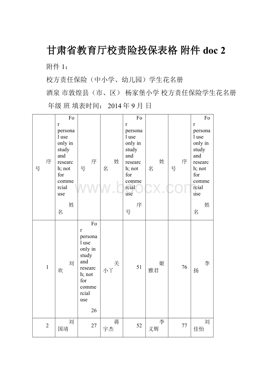 甘肃省教育厅校责险投保表格 附件doc 2.docx