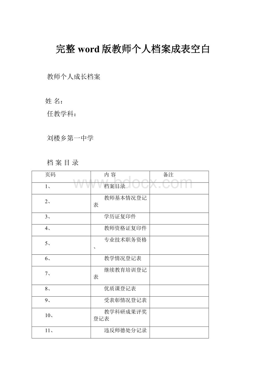 完整word版教师个人档案成表空白.docx_第1页