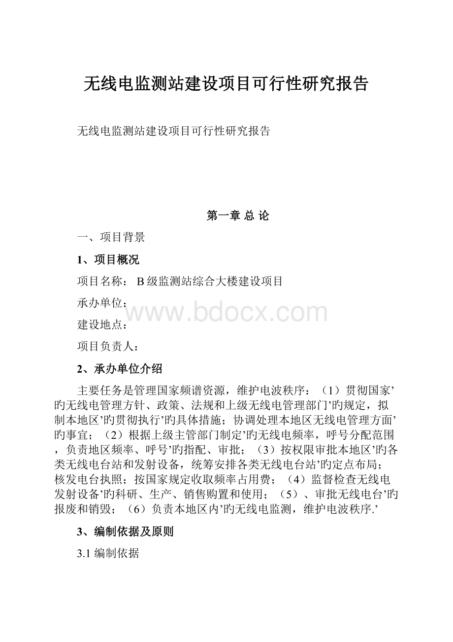 无线电监测站建设项目可行性研究报告.docx_第1页