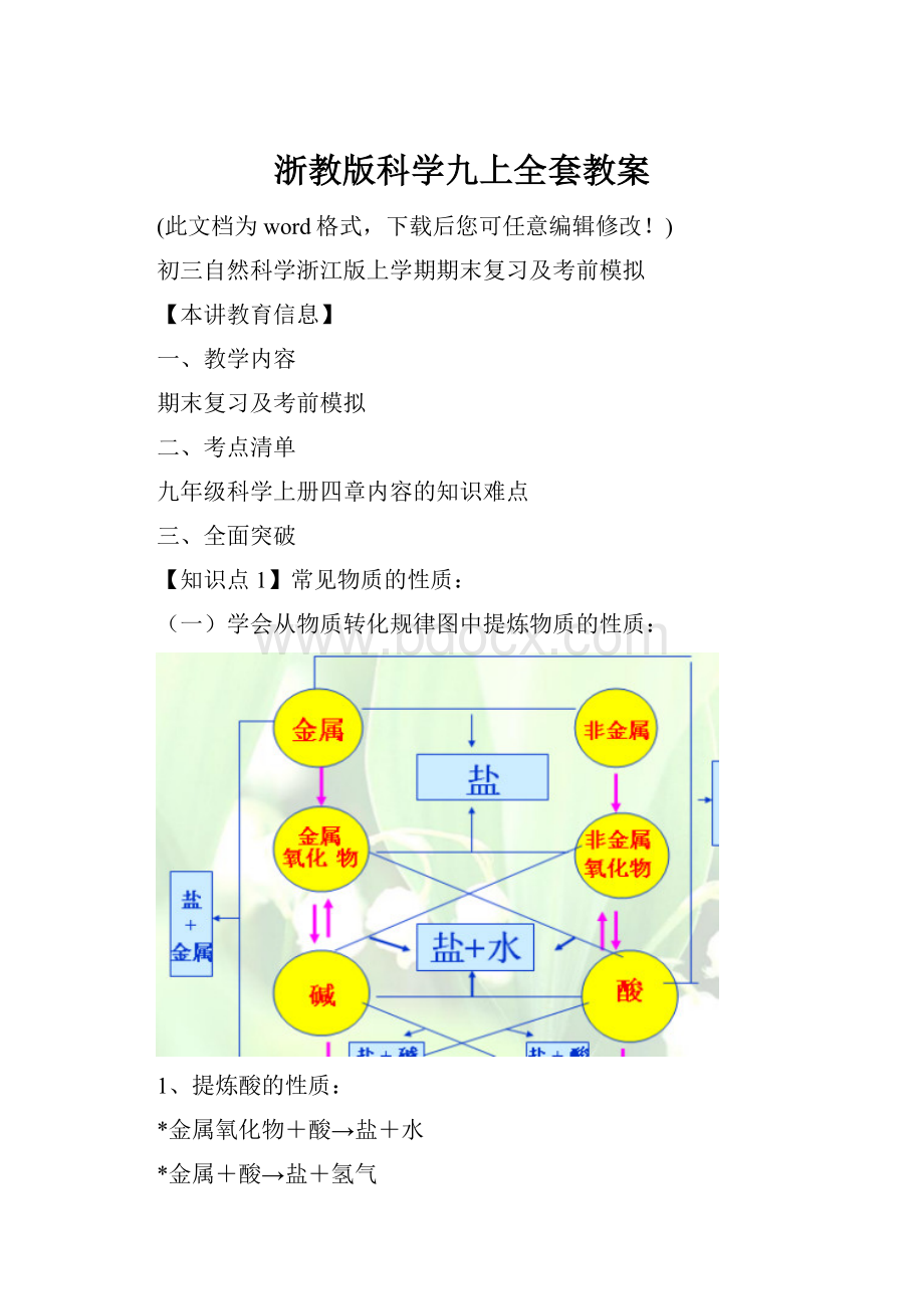 浙教版科学九上全套教案.docx