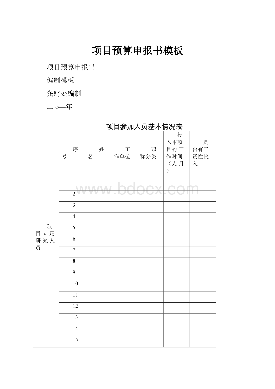 项目预算申报书模板.docx_第1页