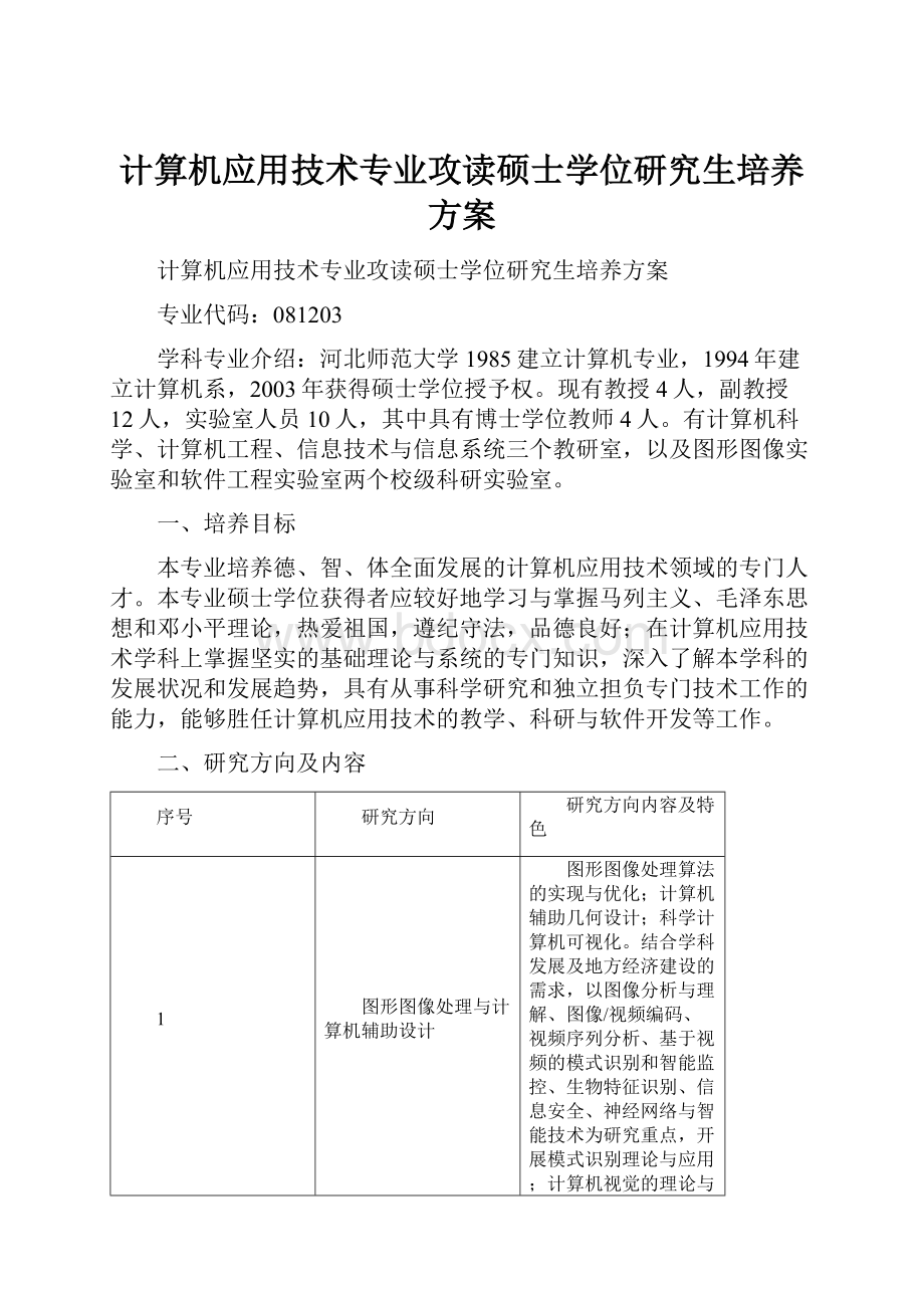 计算机应用技术专业攻读硕士学位研究生培养方案.docx