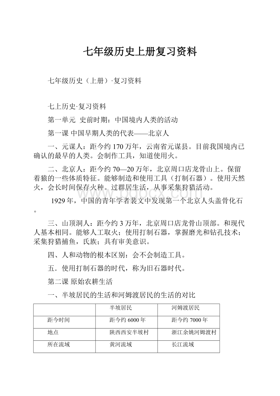 七年级历史上册复习资料.docx_第1页