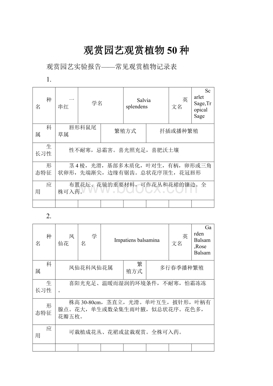 观赏园艺观赏植物50种.docx