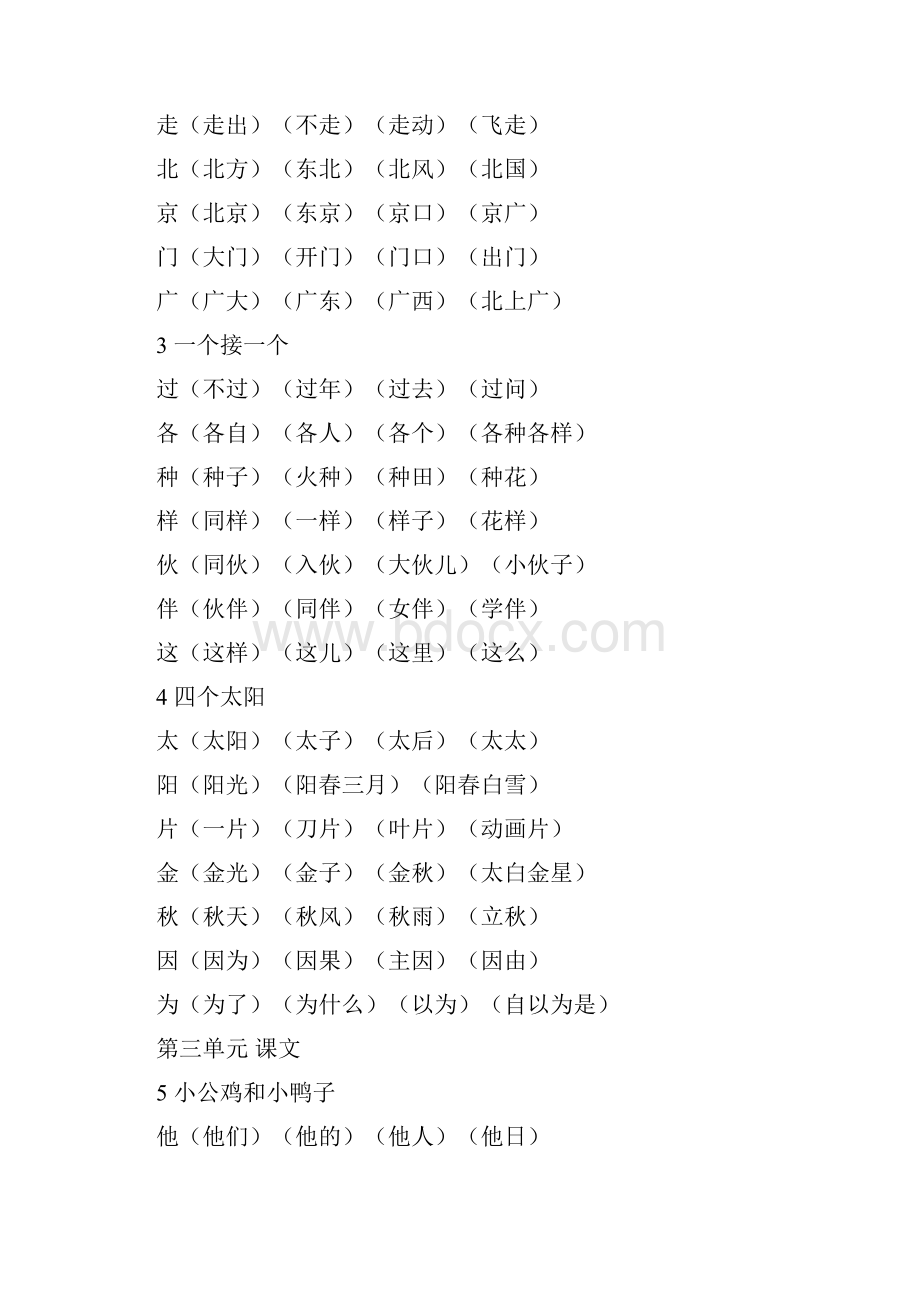 新版一年级语文下册写字表组词.docx_第3页