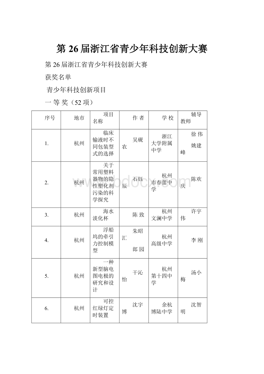 第26届浙江省青少年科技创新大赛.docx_第1页