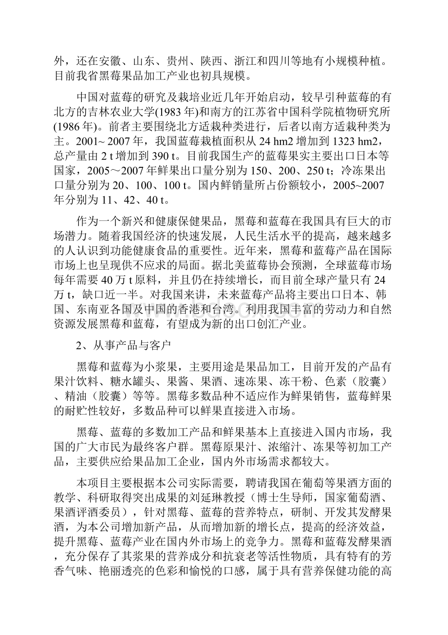 关于黑莓蓝莓果酒创业计划书.docx_第2页