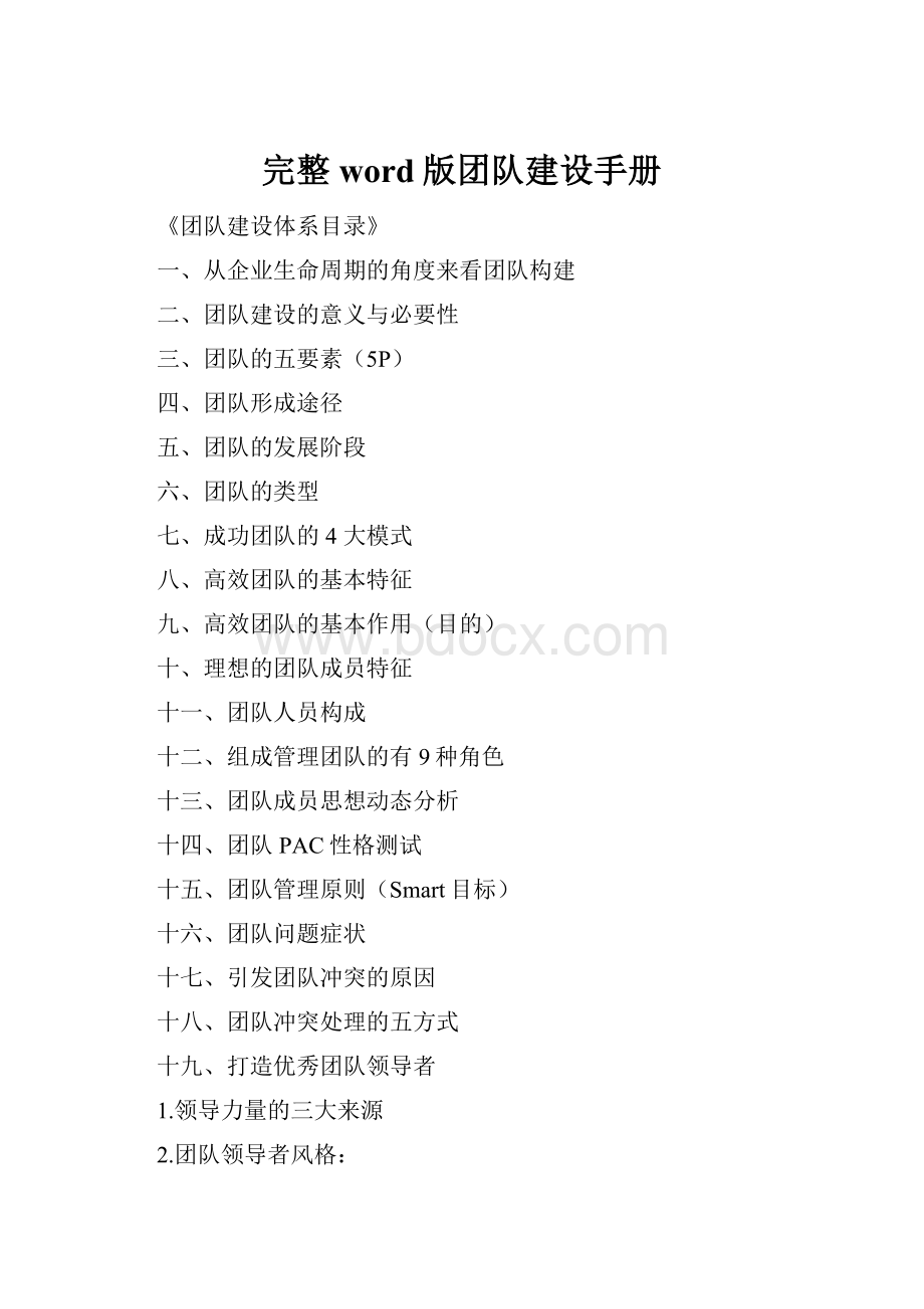 完整word版团队建设手册.docx