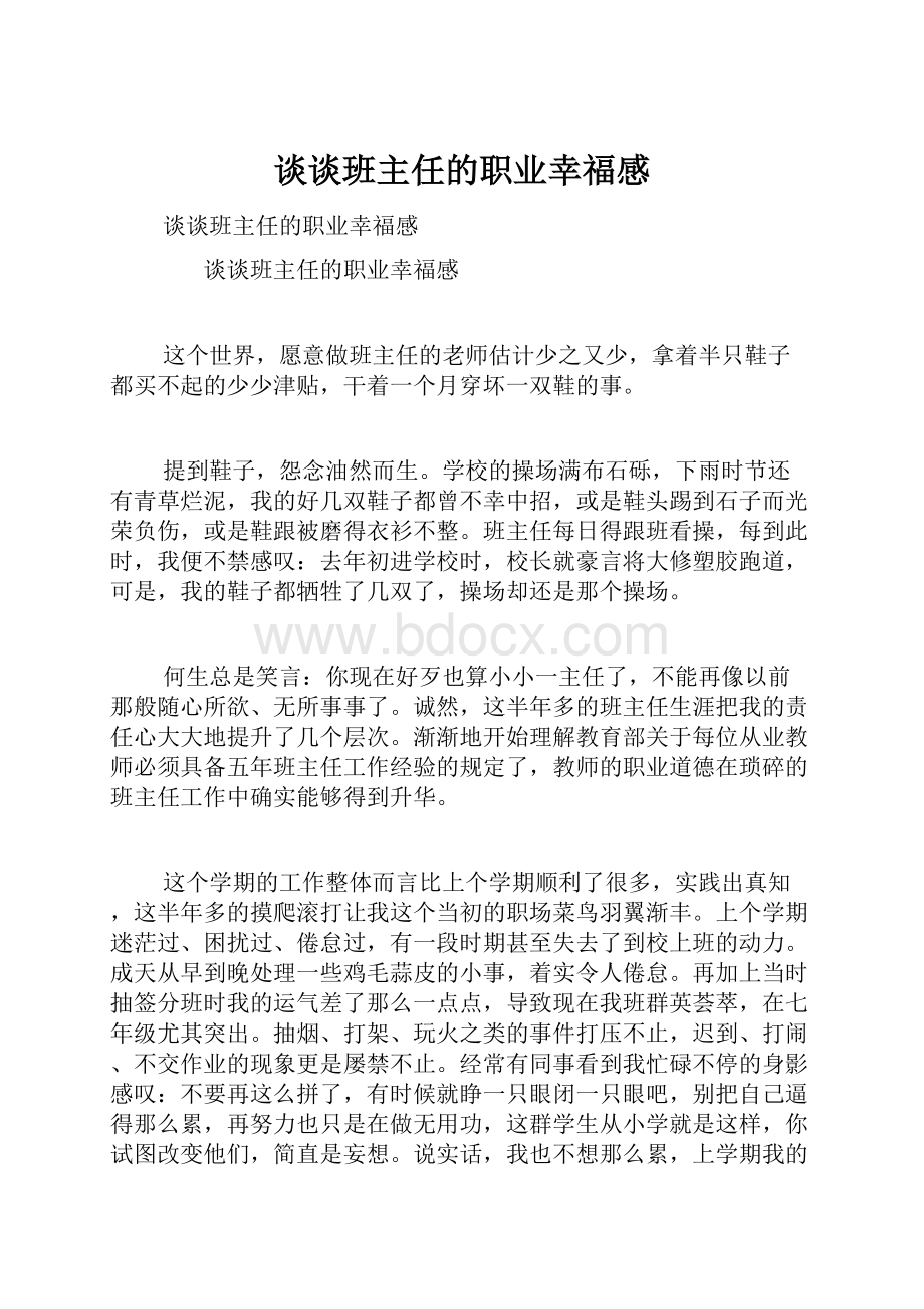 谈谈班主任的职业幸福感.docx