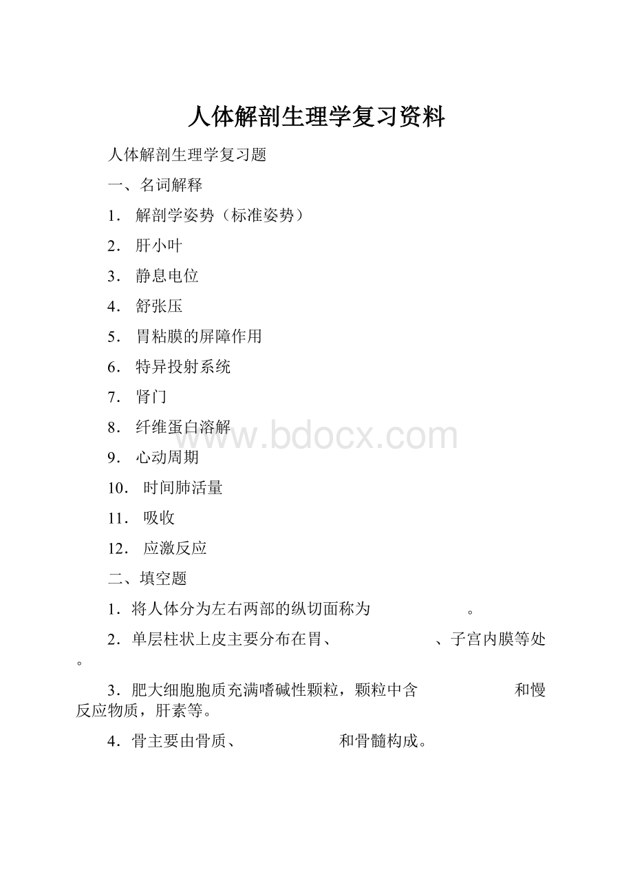 人体解剖生理学复习资料.docx_第1页