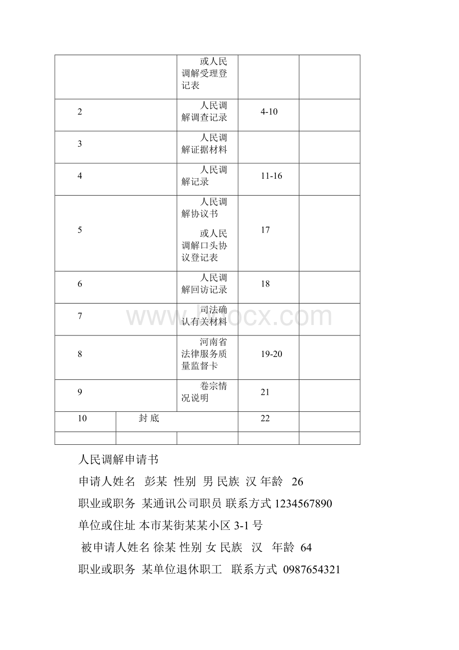 人民调解卷宗范本.docx_第2页