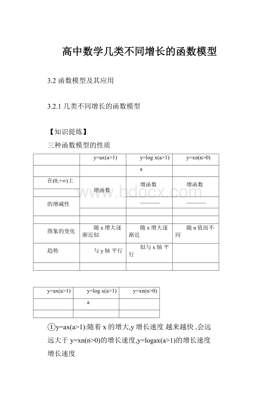 高中数学几类不同增长的函数模型.docx_第1页