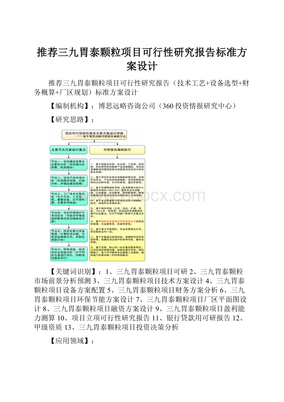 推荐三九胃泰颗粒项目可行性研究报告标准方案设计.docx