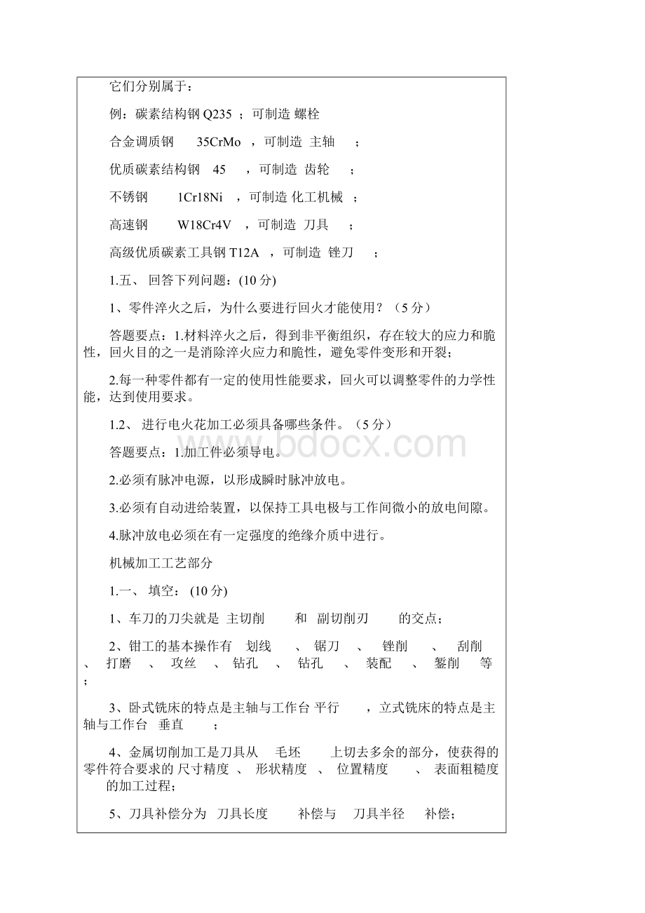 中南大学机械制造工程训练金工实习考试题.docx_第3页