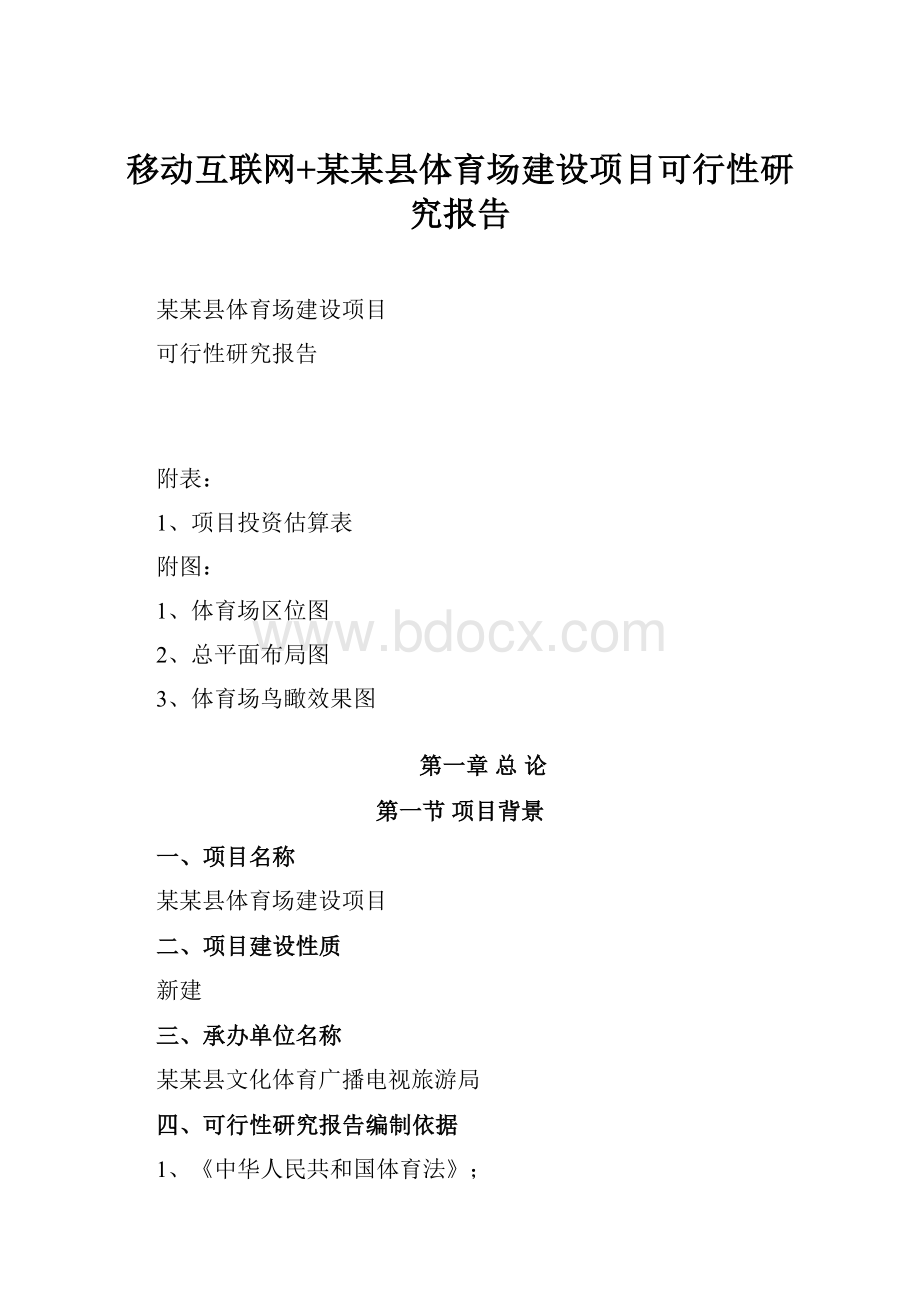 移动互联网+某某县体育场建设项目可行性研究报告.docx