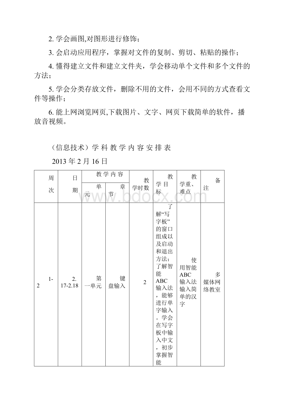 三年级下学期信息教学计划.docx_第2页