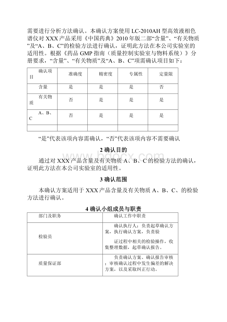 完整word版XXXHPLC分析方法的验证方案75改后.docx_第3页