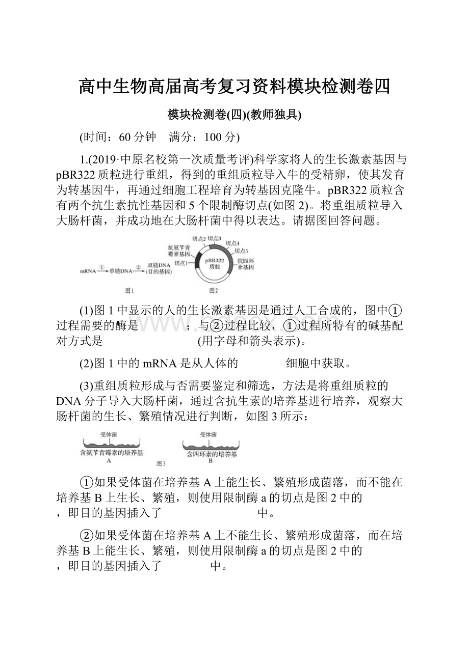 高中生物高届高考复习资料模块检测卷四.docx_第1页