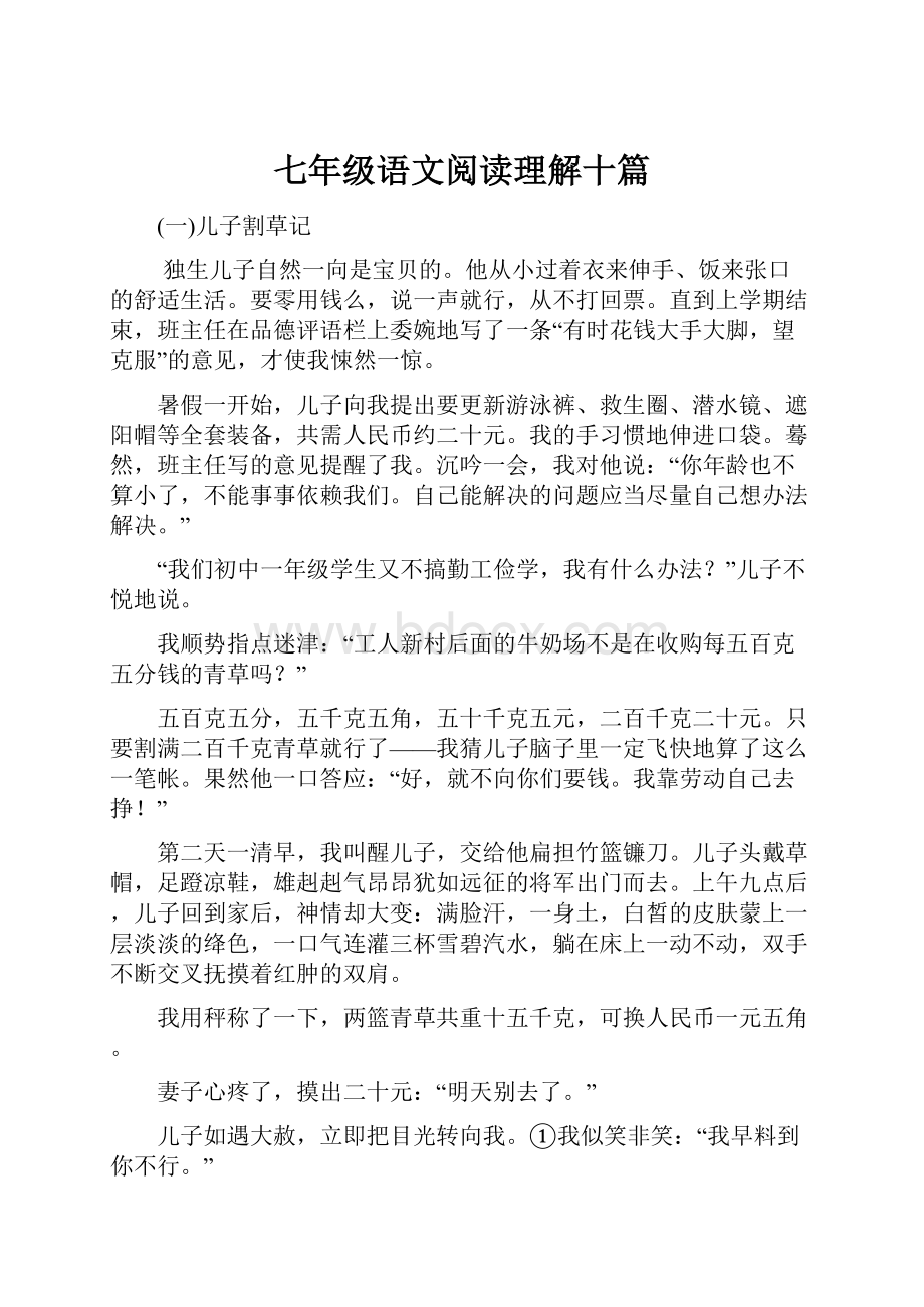 七年级语文阅读理解十篇.docx_第1页