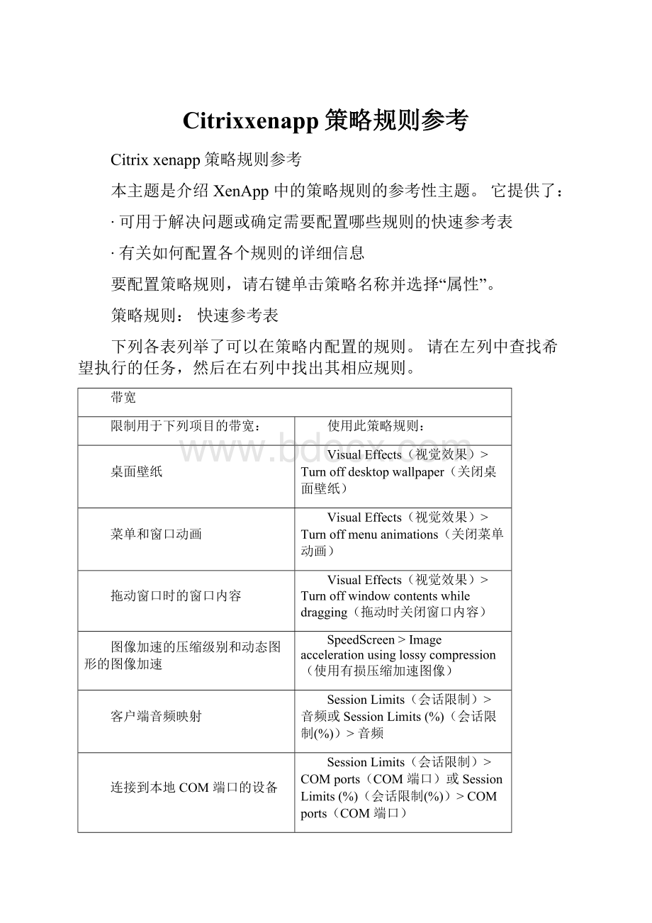 Citrixxenapp策略规则参考.docx_第1页