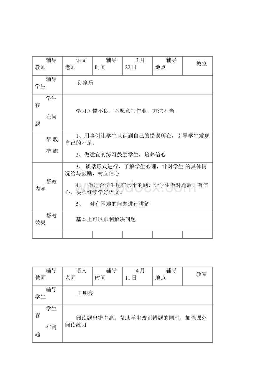 学困生辅导记录辅导教师推荐word范本.docx_第3页