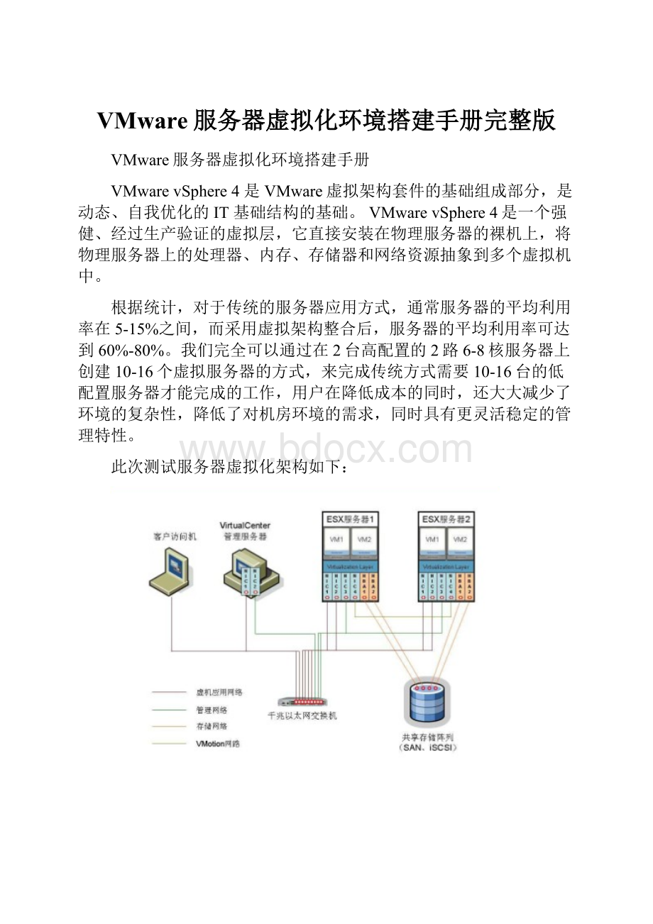 VMware服务器虚拟化环境搭建手册完整版.docx