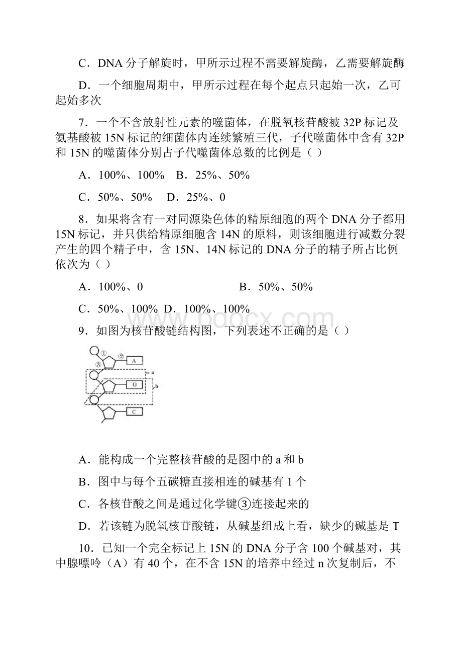 赢在起点一轮复习 第六单元 遗传的分子基础 单元测试.docx_第3页