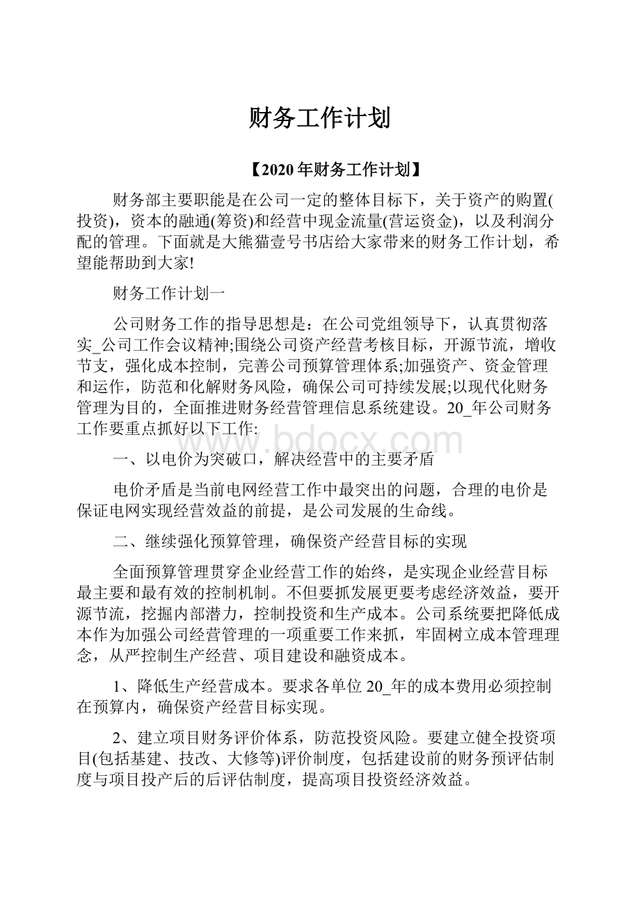 财务工作计划.docx_第1页