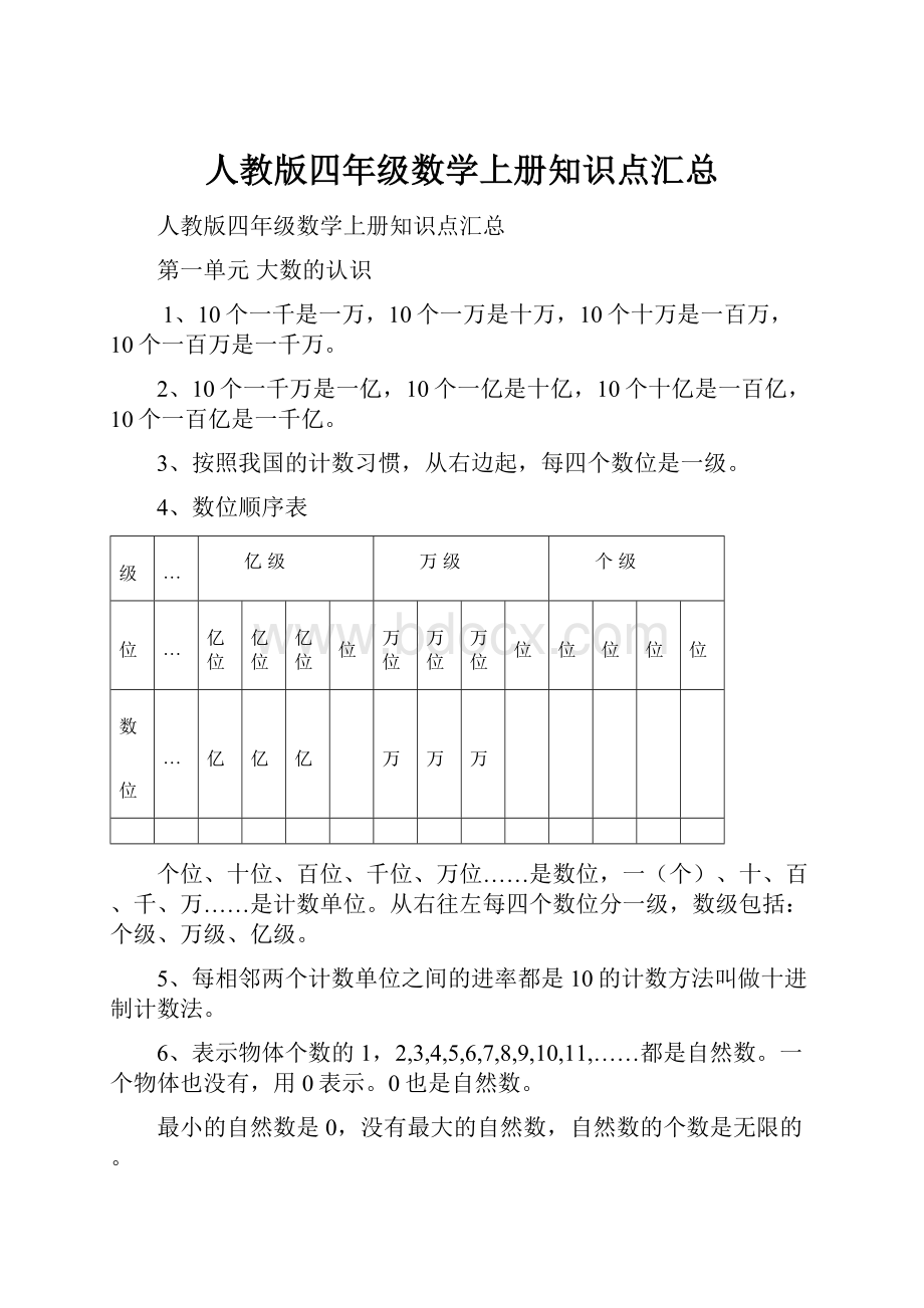 人教版四年级数学上册知识点汇总.docx_第1页