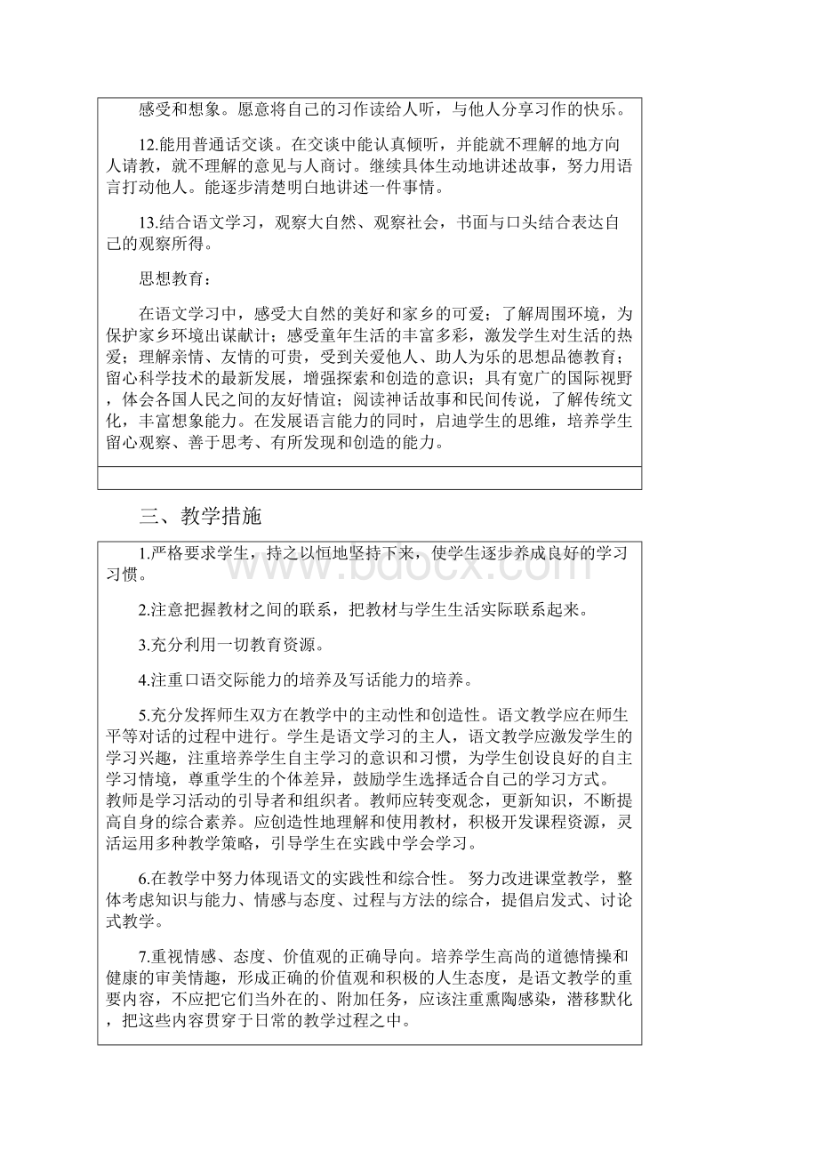 部编人教版小学三年级语文第二学期教学计划.docx_第3页