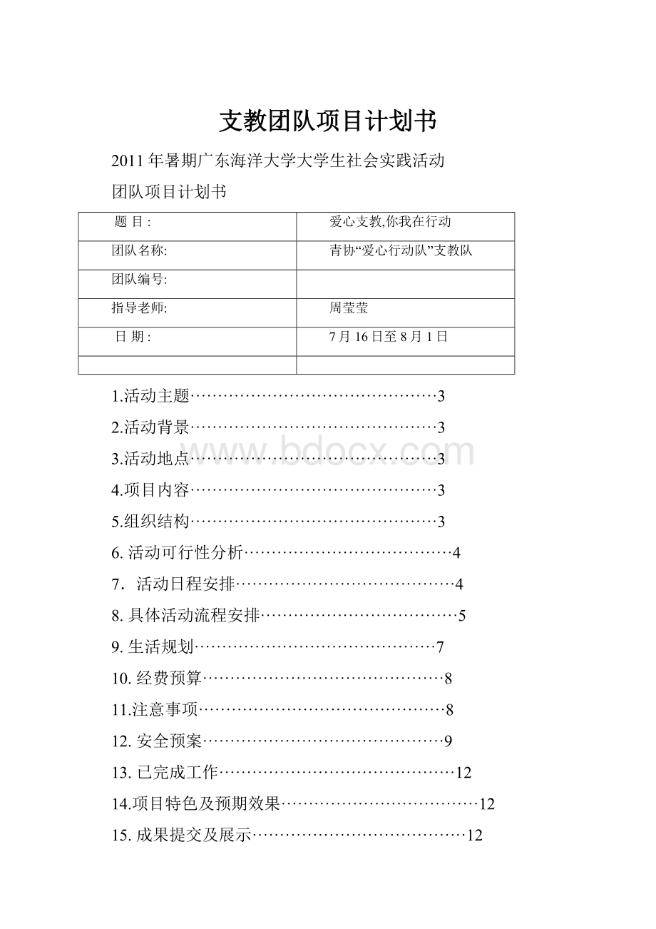 支教团队项目计划书.docx_第1页