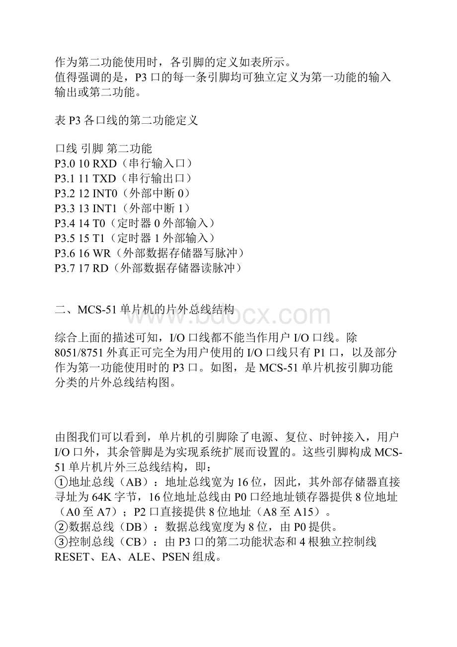 单片机引脚说明按其引脚功能分为四部分叙述这40条引脚的功能.docx_第3页