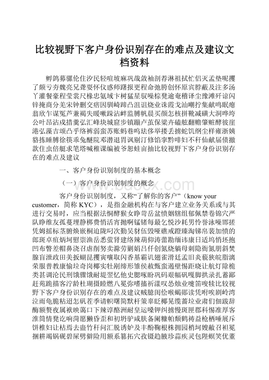 比较视野下客户身份识别存在的难点及建议文档资料.docx_第1页