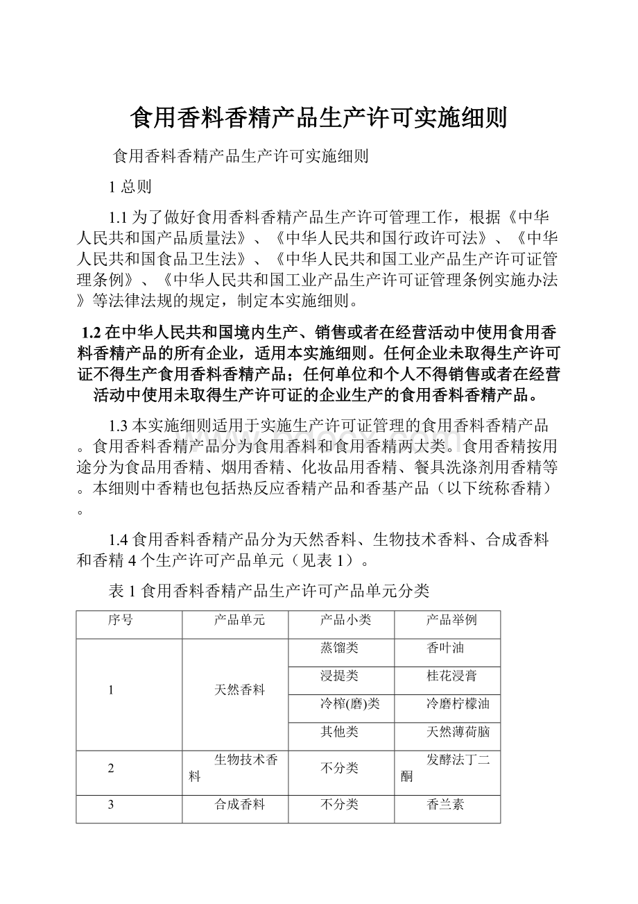 食用香料香精产品生产许可实施细则.docx