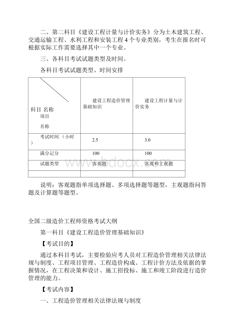 全国二级造价工程师职业资格考试大纲.docx_第2页