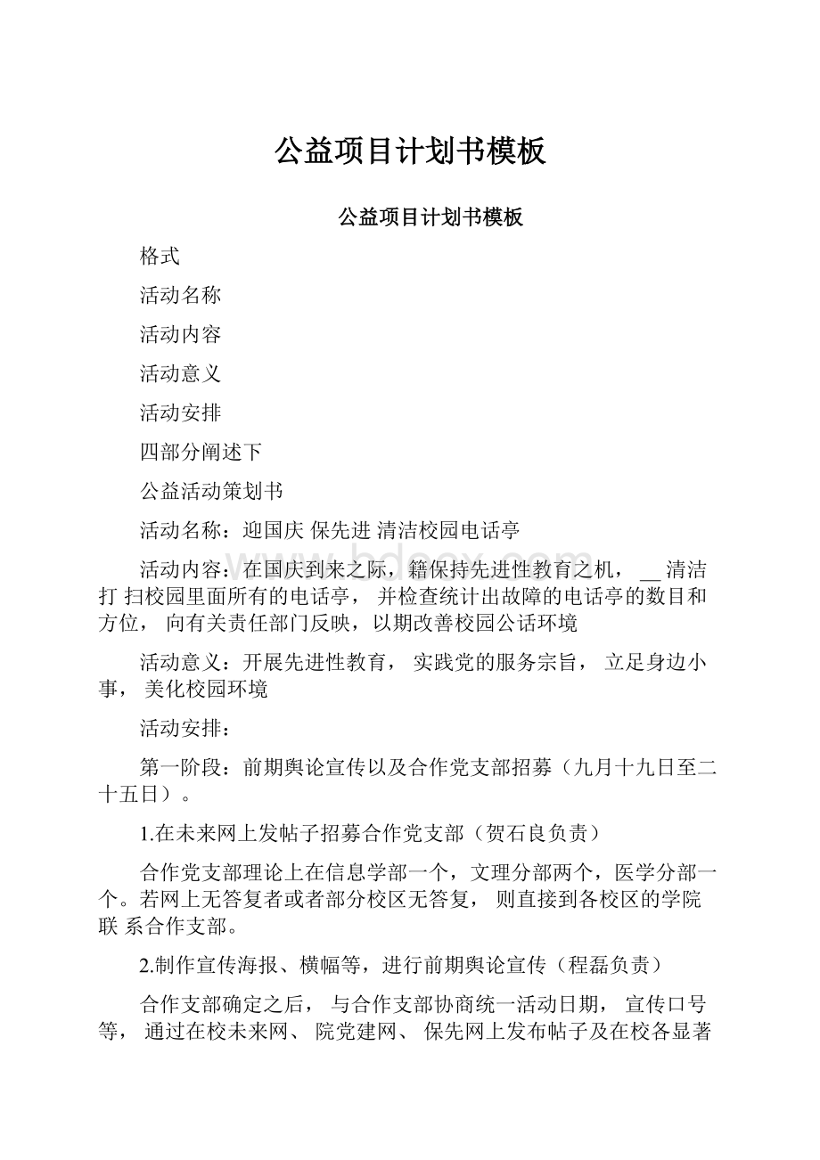 公益项目计划书模板.docx